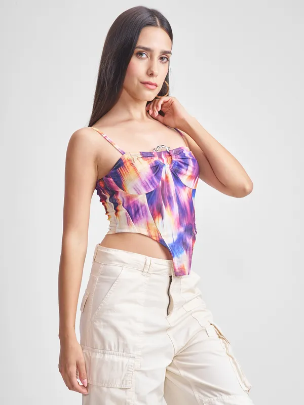 Tokyo Talkies Women Black Printed Fitted Top