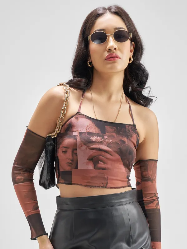 Tokyo Talkies Women Rust Printed Regular Top