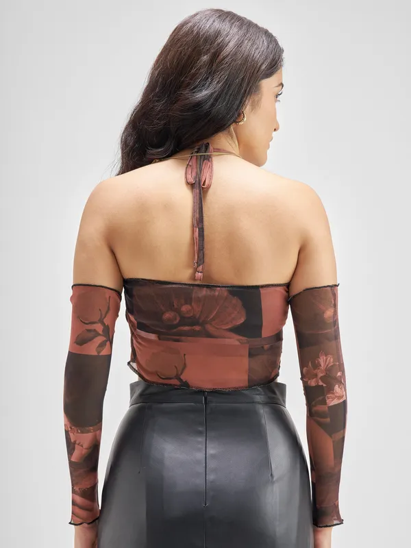 Tokyo Talkies Women Rust Printed Regular Top