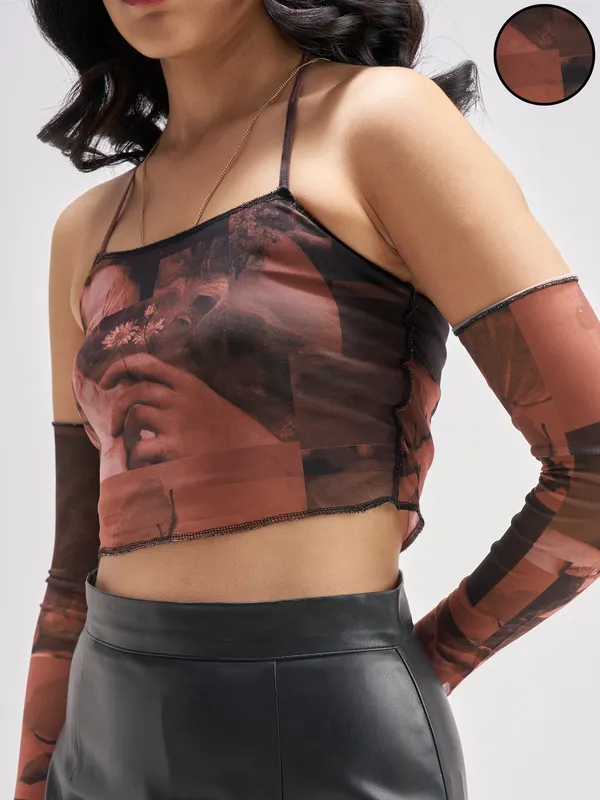 Tokyo Talkies Women Rust Printed Regular Top