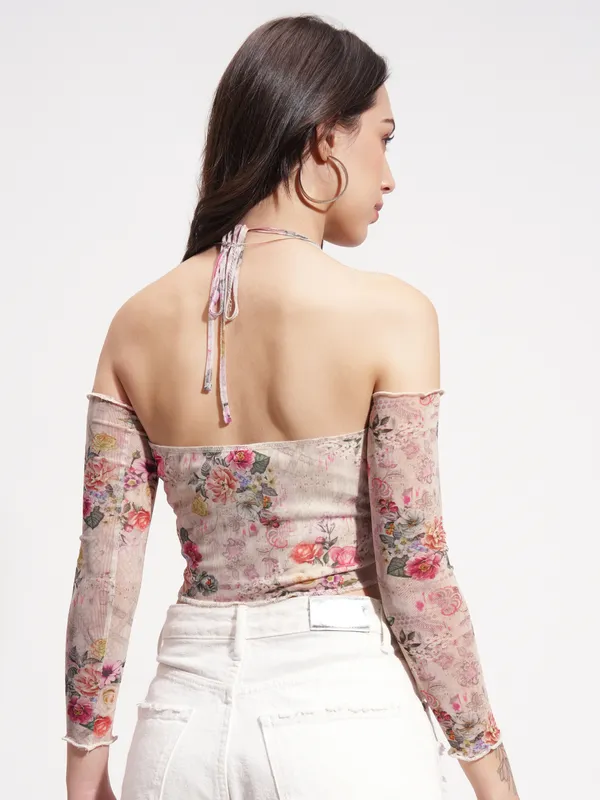 Tokyo Talkies Women Beige Printed Regular Top