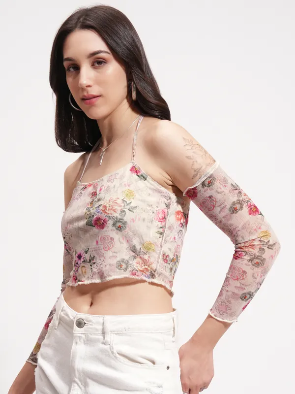 Tokyo Talkies Women Beige Printed Regular Top