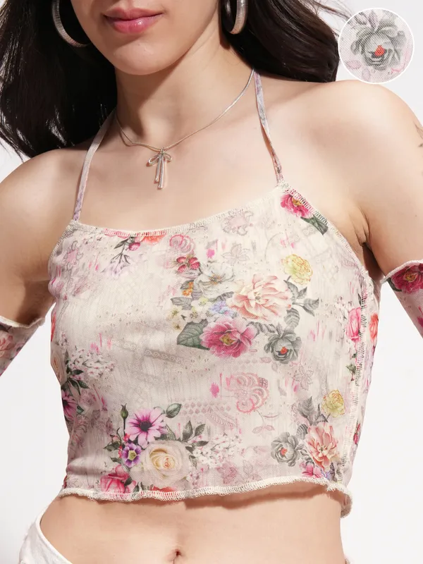 Tokyo Talkies Women Beige Printed Regular Top