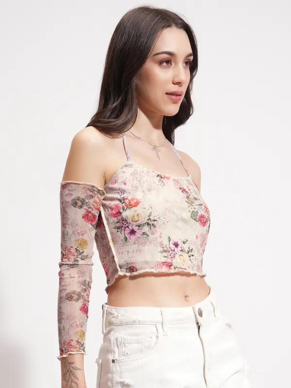 Tokyo Talkies Women Beige Printed Regular Top