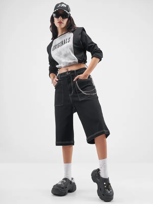 Street By Tokyo Talkies Women Black Printed Regular Top