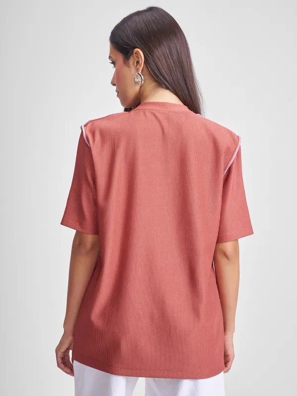 Tokyo Talkies Women Rust Solid Regular Top