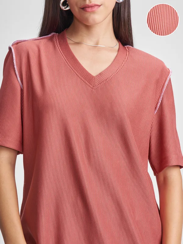 Tokyo Talkies Women Rust Solid Regular Top