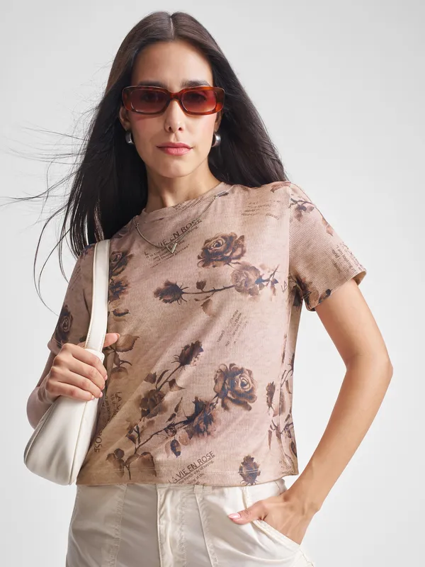 Tokyo Talkies Women Pink Printed Regular Top