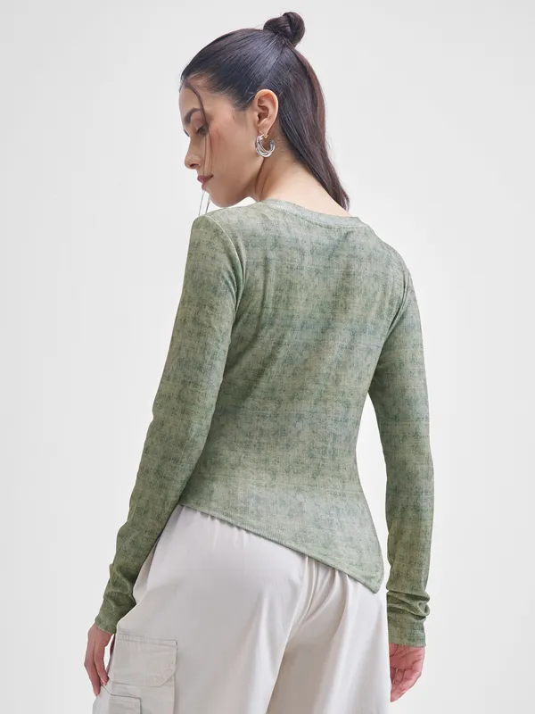 Street By Tokyo Talkies Women Olive Solid Shirt Style Top