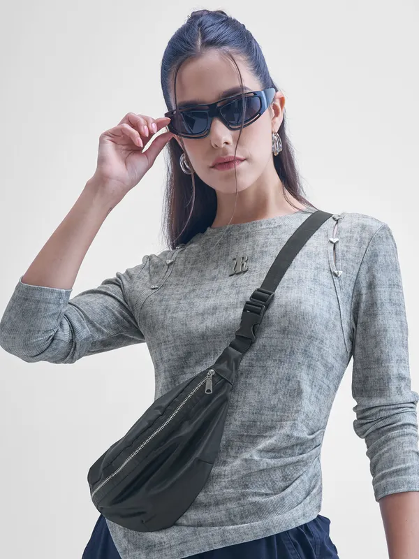 Street By Tokyo Talkies Women Grey Printed Shirt Style Top