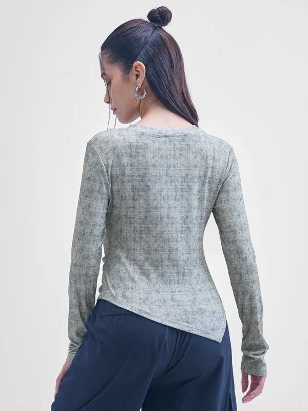 Street By Tokyo Talkies Women Grey Printed Shirt Style Top