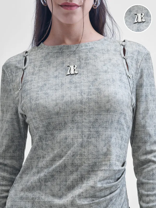 Street By Tokyo Talkies Women Grey Printed Shirt Style Top