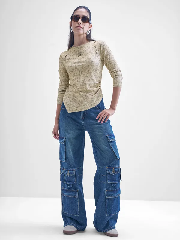 Street By Tokyo Talkies Women Brown Printed Shirt Style Top