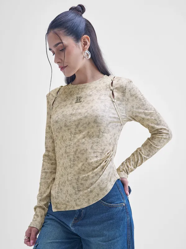 Street By Tokyo Talkies Women Brown Printed Shirt Style Top