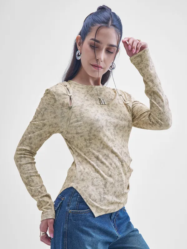 Street By Tokyo Talkies Women Brown Printed Shirt Style Top