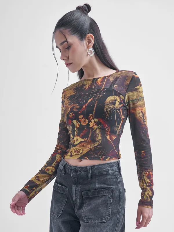 Printed Shirt Style Top