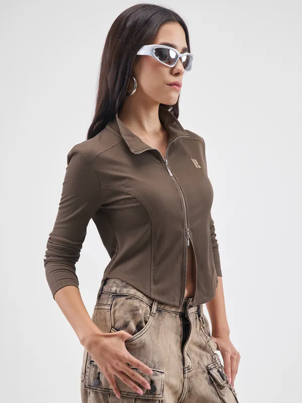 Solid Shirt Style Top