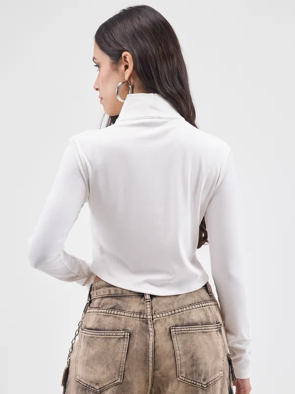 Street By Tokyo Talkies Women Off White Solid Shirt Style Top