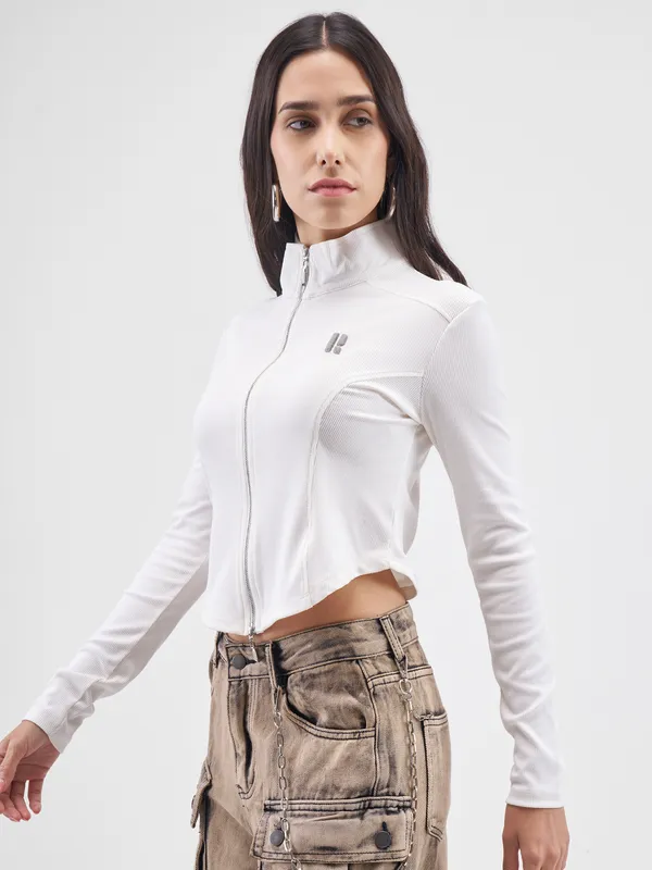 Street By Tokyo Talkies Women Off White Solid Shirt Style Top