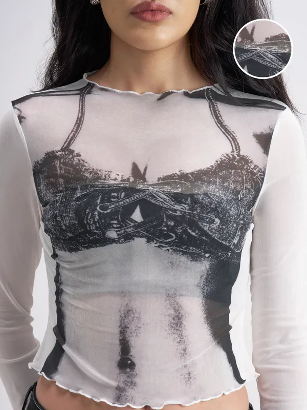 Tokyo Talkies Women Off White Printed Regular Top