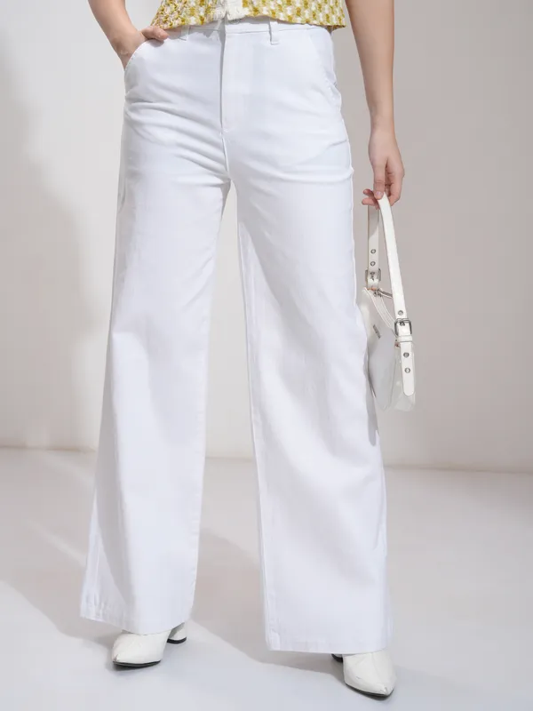 Solid Flared Casual Trouser