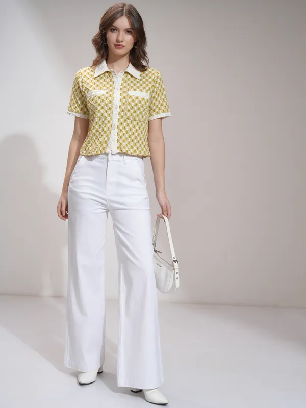 Solid Flared Casual Trouser