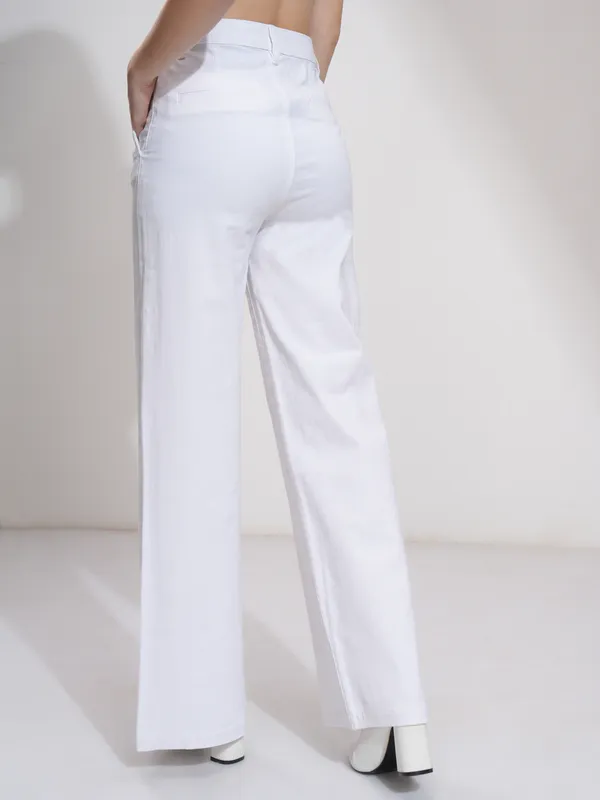 Solid Flared Casual Trouser