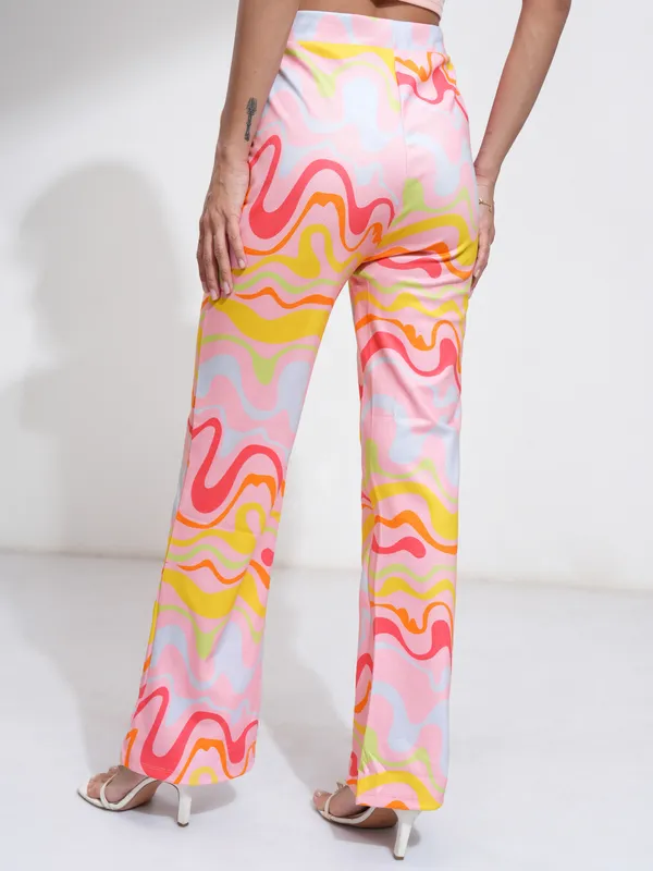 Tokyo Talkies Women Pink Printed Slim Fit Casual Trouser