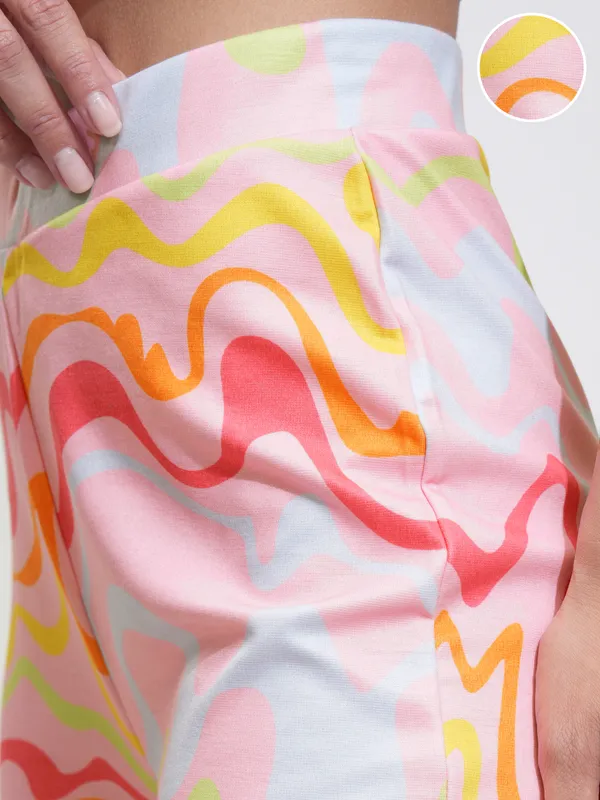 Tokyo Talkies Women Pink Printed Slim Fit Casual Trouser