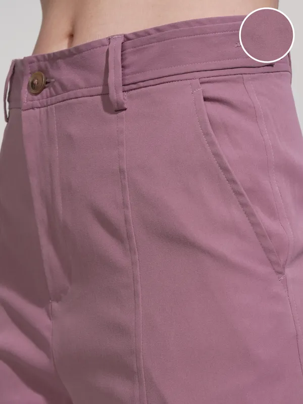 Tokyo Talkies Women Pink Solid Regular Fit Casual Trouser