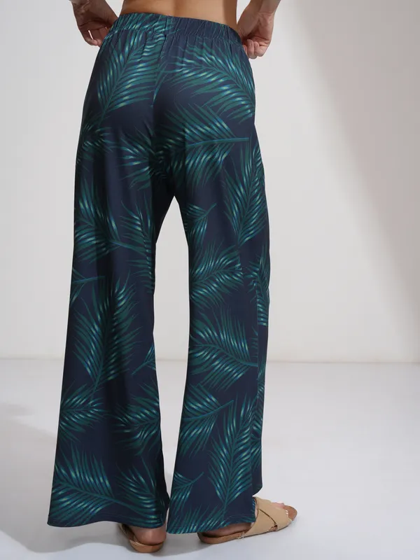 Tokyo Talkies Women Blue Printed Flared Casual Trousers