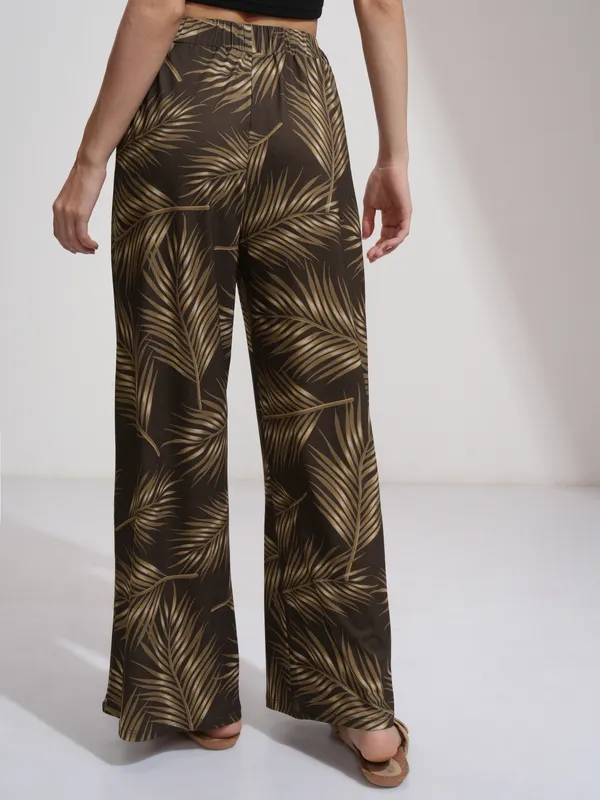 Tokyo Talkies Women Brown Printed Flared Casual Trousers