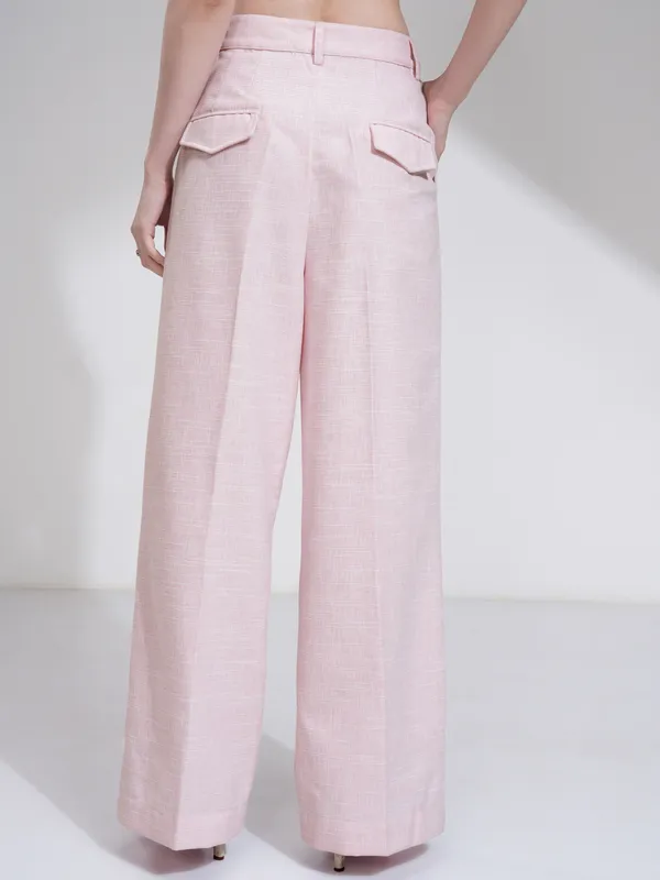 Tokyo Talkies Women Pink Solid Flared Casual Trouser