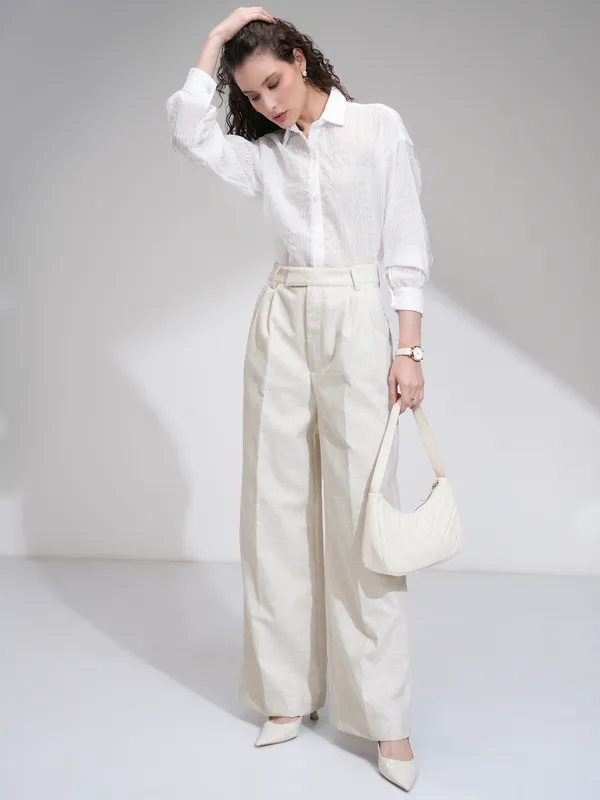 Solid Flared Casual Trouser