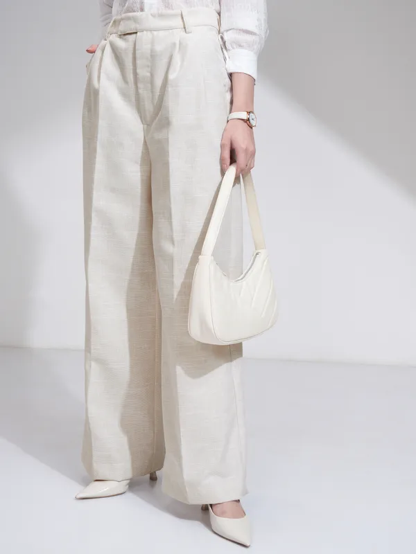 Solid Flared Casual Trouser