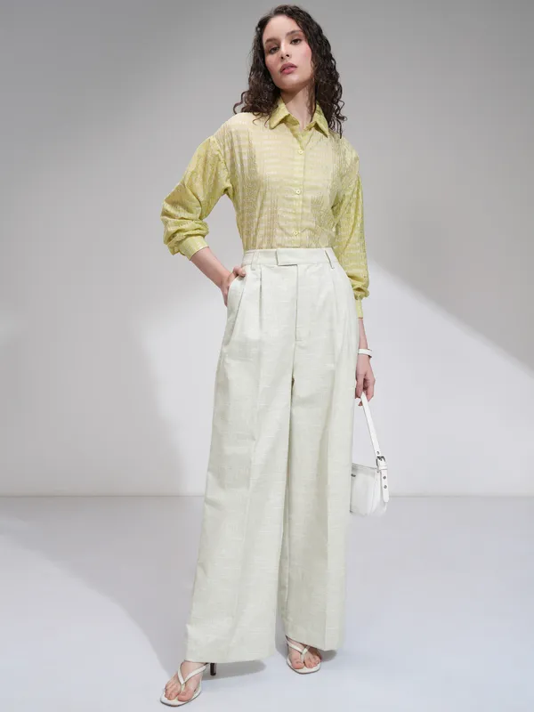 Solid Flared Casual Trouser