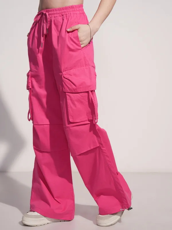 Tokyo Talkies Women Pink Solid Straight Fit Joggers