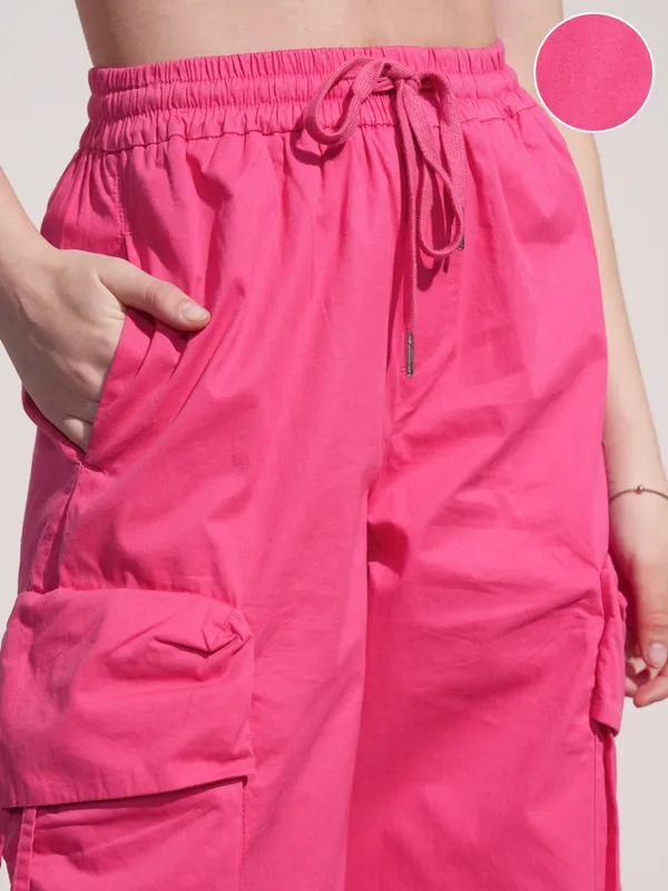 Tokyo Talkies Women Pink Solid Straight Fit Joggers