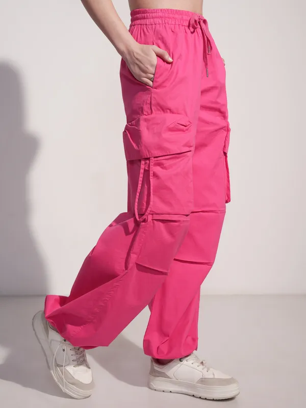 Tokyo Talkies Women Pink Solid Straight Fit Joggers