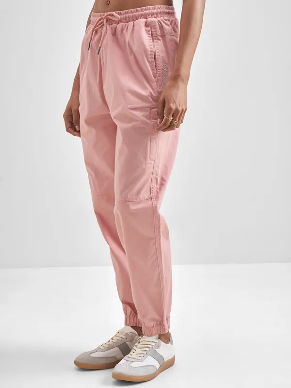 Street By Tokyo Talkies Women Pink Solid Regular Fit Regular Jogger