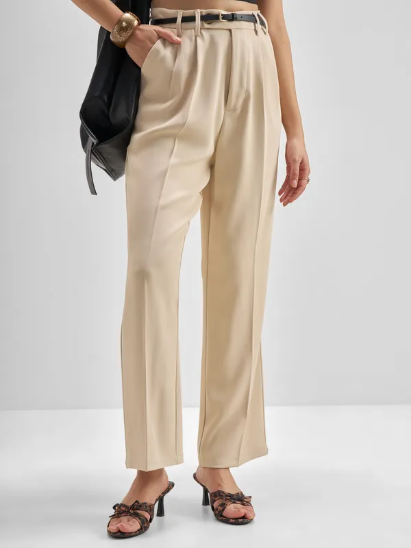 Solid Straight Fit Formal Trouser