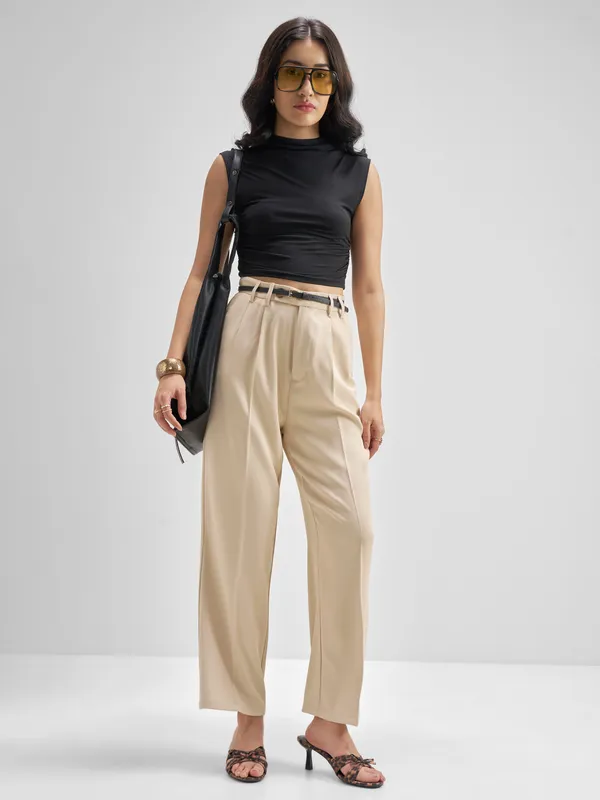 Solid Straight Fit Formal Trouser