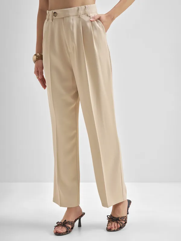 Solid Straight Fit Formal Trouser