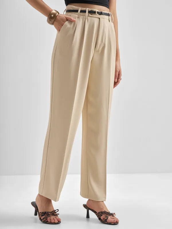 Solid Straight Fit Formal Trouser