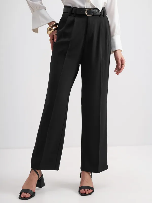 Solid Straight Fit Formal Trouser