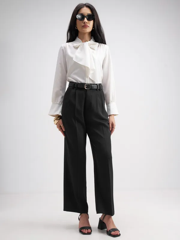 Solid Straight Fit Formal Trouser