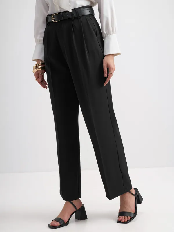Solid Straight Fit Formal Trouser