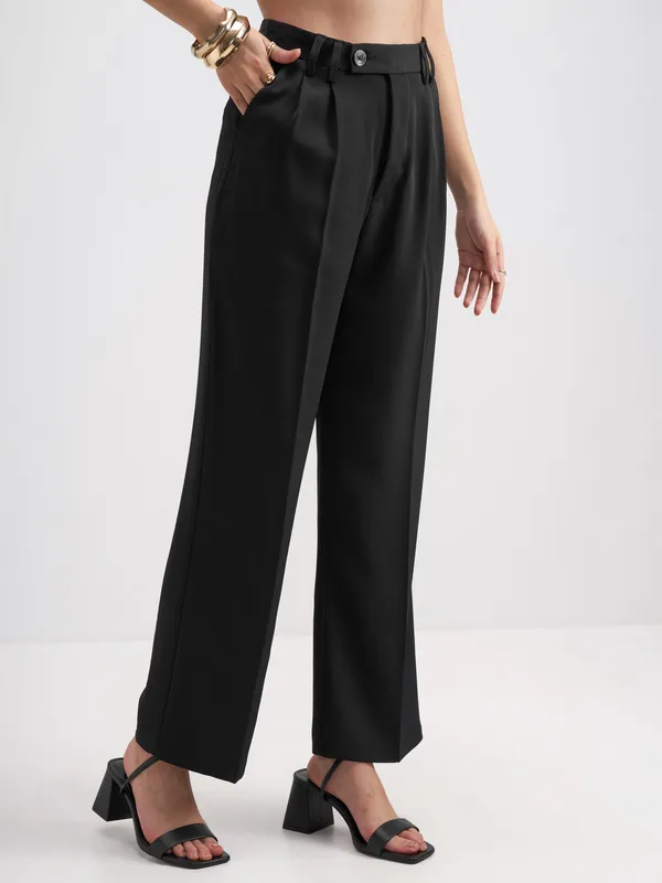 Solid Straight Fit Formal Trouser