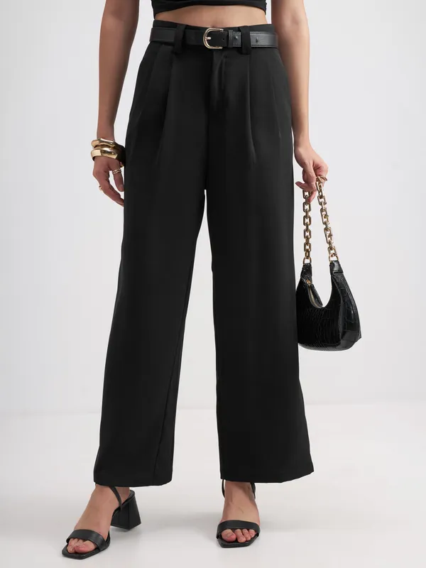 Solid Straight Fit Formal Trouser