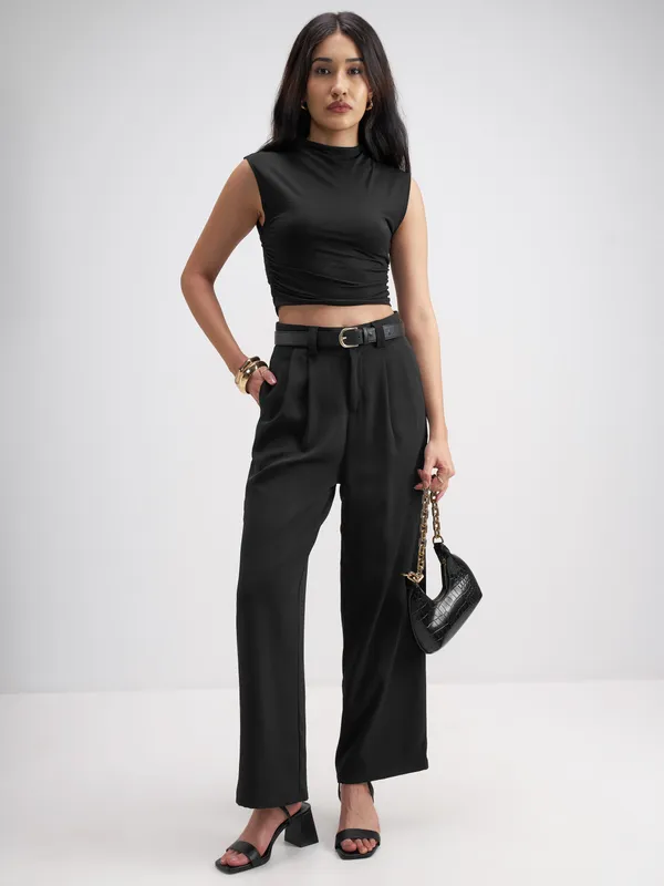 Solid Straight Fit Formal Trouser